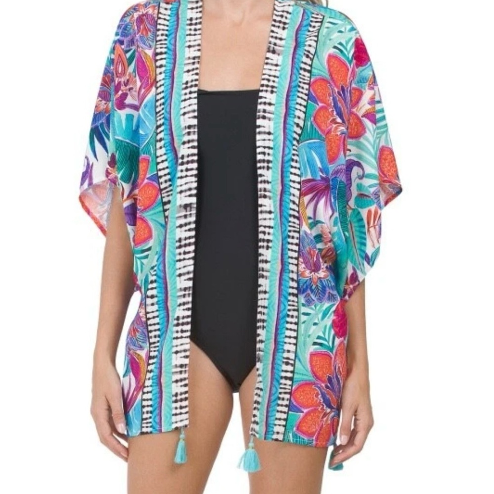 La Blanca MULTI Tropics of Tropez Swim Cover-Up Wrap,  One Size short, Kimono